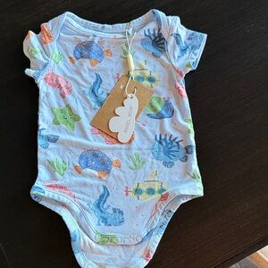 NWT Angle Dear Blue Sea Life Print Baby Onesie